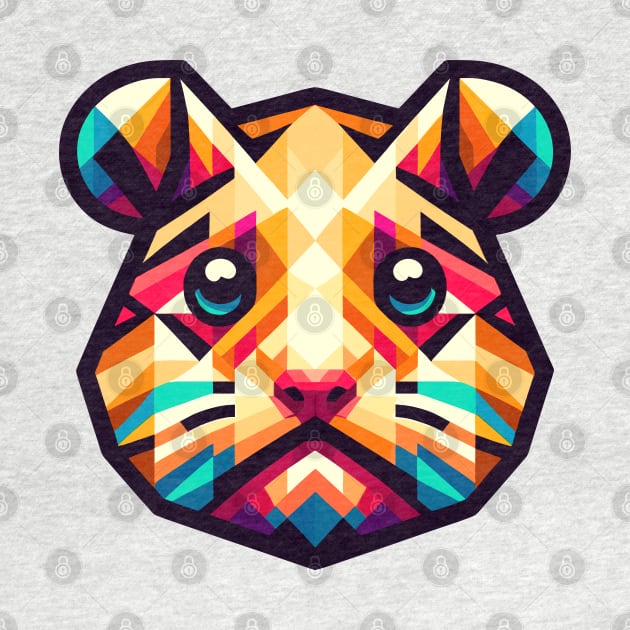 Geometric Hamster Portrait: Colorful Polygon Art by AmandaOlsenDesigns